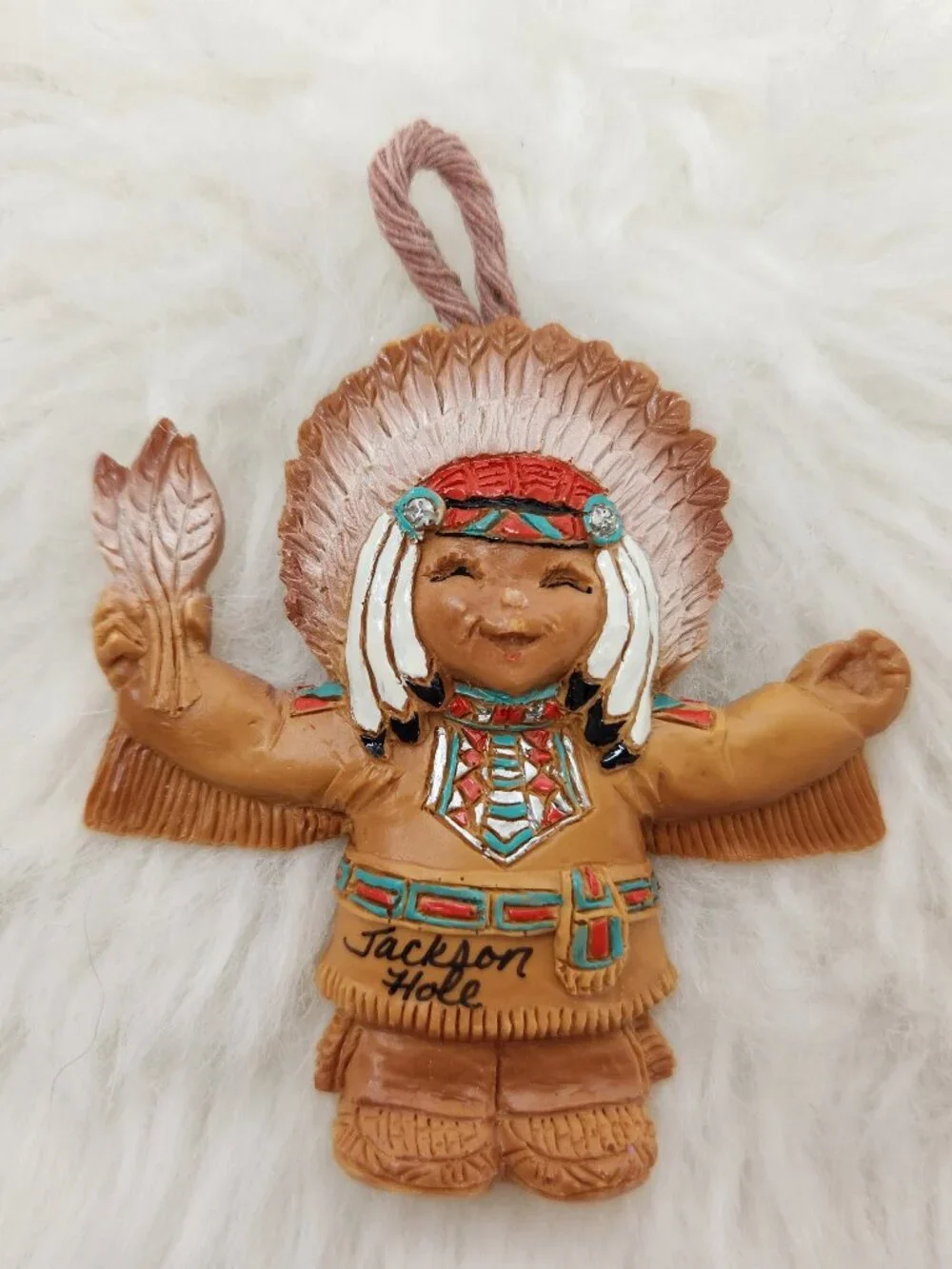VTG IndiMoppets & Friends Handmade Native American Girl Ornament